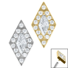 view all Titanium Jewelled Diamond Shaped Halo Top for Internal Thread shafts in 1.2mm body jewellery
