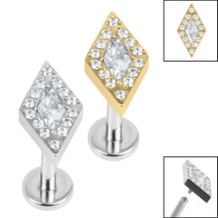view all Titanium Internally Threaded Labrets 1.2mm - Titanium Jewelled Diamond Shaped Halo body jewellery