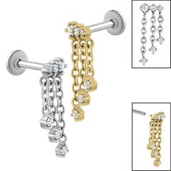 view all Titanium Internally Threaded Labrets 1.2mm - Steel 6 Jewel Cascade Chain body jewellery