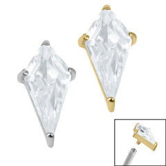 view all Titanium Claw Set Jewelled Kite Shape for Internal Thread shafts in 1.2mm body jewellery
