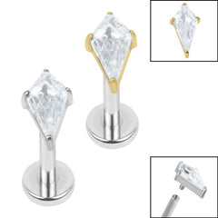 view all Titanium Internally Threaded Labrets 1.2mm - Titanium Claw Set Jewelled Kite Shape body jewellery