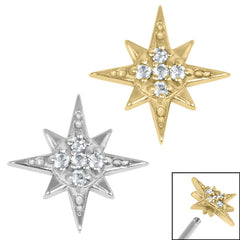 view all Steel Jewelled Large 8 point Star for Internal Thread shafts in 1.2mm body jewellery