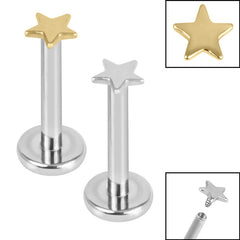 view all Titanium Internally Threaded Labrets 1.2mm - Titanium Star body jewellery