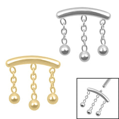 view all Titanium 3 Ball Chain Drop for Internal Thread shafts in 1.2mm body jewellery
