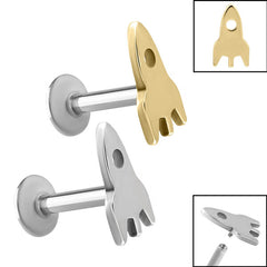 view all Titanium Internally Threaded Labrets 1.2mm - Steel Rocket body jewellery