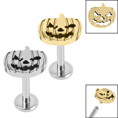 view all Titanium Internally Threaded Labrets 1.2mm - Titanium Pumpkin body jewellery
