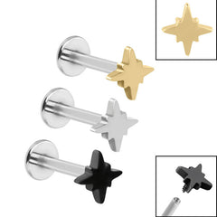 view all Titanium Internally Threaded Labrets 1.2mm - Steel Astral Star body jewellery