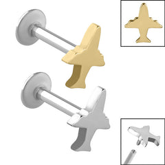 view all Titanium Internally Threaded Labrets 1.2mm - Steel Plane body jewellery