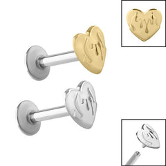 view all Titanium Internally Threaded Labrets 1.2mm - Steel Heart On Fire body jewellery