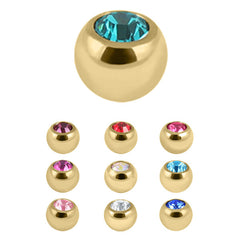 view all Gold Steel Jewelled Balls 1.2mm body jewellery