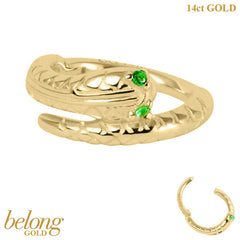 belong 14ct Solid Gold Jewelled Snake Eyes Hinged Clicker Ring