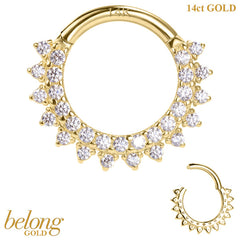 belong 14ct Solid Gold Optimism Mandala Hinged Clicker Ring