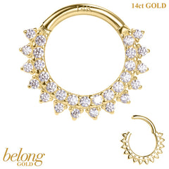 view all belong 14ct Solid Gold Optimism Mandala Hinged Clicker Ring body jewellery