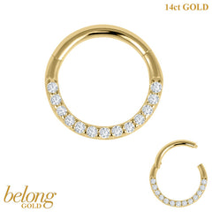 belong 14ct Solid Gold Hinged Pave Set Eternity Clicker Ring