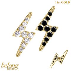 view all belong 14ct Solid Gold Threadless (Bend fit) Claw Set CZ Jewelled Lightning Bolt body jewellery