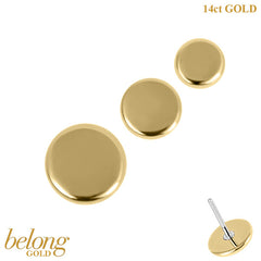 belong 14ct Solid Gold Threadless (Bend fit) Plain Disk
