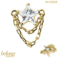 belong 14ct Solid Gold Threadless (Bend fit) Shooting Star