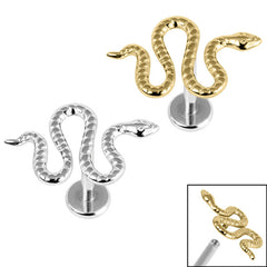 view all Titanium Internally Threaded Labrets 1.2mm - Titanium Viper Snake body jewellery