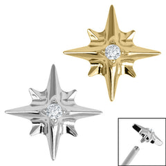 view all Titanium 8 Point Jewelled Star for Internal Thread shafts in 1.2mm body jewellery