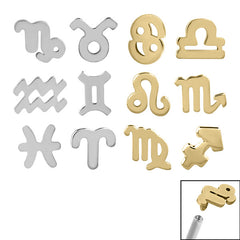 view all Steel Zodiac Signs for Internal Thread shafts in 1.2mm body jewellery