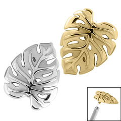 view all Steel Monstera Leaf for Internal Thread shafts in 1.2mm body jewellery