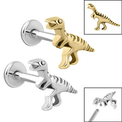 view all Titanium Internally Threaded Labrets 1.2mm - Steel Dinosaur body jewellery