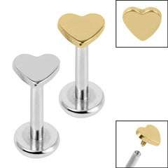view all Titanium Internally Threaded Labrets 1.2mm - Titanium Heart body jewellery
