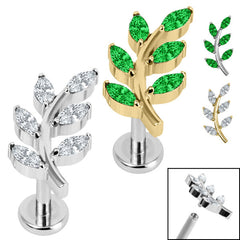 view all Titanium Internally Threaded Labrets 1.2mm - Titanium Claw Set Jewelled Vine body jewellery