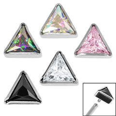 view all Titanium Bezel Set Jewelled Triangle for Internal Thread shafts in 1.2mm body jewellery