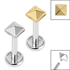 view all Titanium Internally Threaded Labrets 1.2mm - Titanium Pyramid Square body jewellery