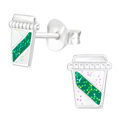 view all Sterling Silver Take Away Coffee Cup Ear Stud Earrings ES77 body jewellery