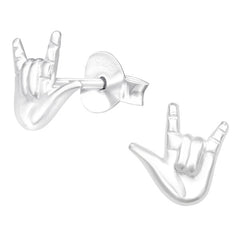 view all Sterling Silver I Love you Sign Ear Stud Earrings ES142 body jewellery