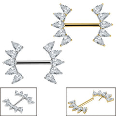 view all Titanium Threadless Pear Crescent Jewelled Nipple Bar body jewellery