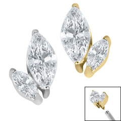 view all Titanium Claw Set Marquise Duo Top for Internal Thread shafts in 1.2mm body jewellery