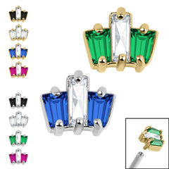 view all Steel Claw Set CZ 3 Jewelled Baguette Fan for Internal Thread shafts in 1.2mm body jewellery