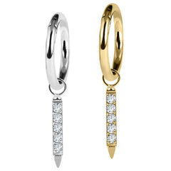 view all Titanium Hinged Segment Ring with Titanium 5 Jewelled Bar Charm body jewellery