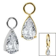 view all Titanium Charm - Claw Set Jewelled Pear Drop body jewellery