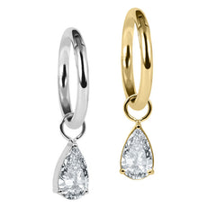 view all Titanium Hinged Segment Ring with Titanium Jewelled Pear Drop Charm body jewellery