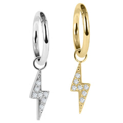 view all Titanium Hinged Segment Ring with Titanium Jewelled Lightning Bolt Charm body jewellery