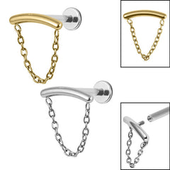 view all Titanium Internally Threaded Labrets 1.2mm - Titanium Single Loop Chain Drop body jewellery