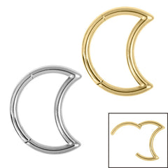 view all Titanium Crescent Moon Hinged Clicker Ring body jewellery