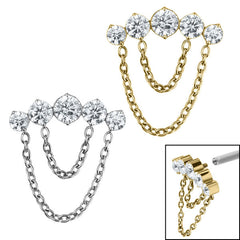 view all Titanium Double Chain Floating 5 Jewelled Curve for Internal Thread shafts in 1.2mm body jewellery