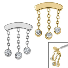 view all Titanium 3 Jewel Chain Drop for Internal Thread shafts in 1.2mm body jewellery