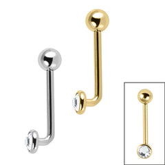 view all Titanium Internally Threaded Bezel Set Jewelled L Shape Christina Bar body jewellery