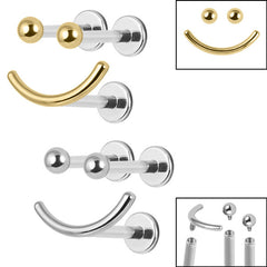 view all Titanium Internally Threaded Labrets 1.2mm - Titanium Smiley Face Pack body jewellery