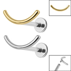 view all Titanium Internally Threaded Labrets 1.2mm - Titanium Smile Curved Bar body jewellery