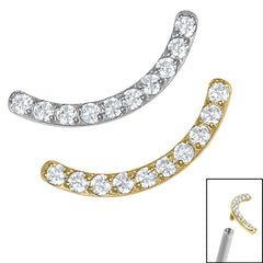 view all Titanium Claw Set Jewelled Smile Curved Bar for Internal Thread shafts in 1.2mm body jewellery