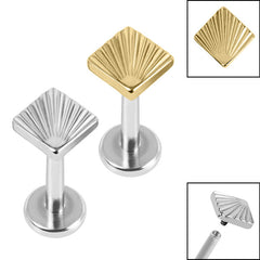 view all Titanium Internally Threaded Labrets 1.2mm - Titanium Ridged Diamond body jewellery