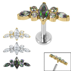 view all Titanium Internally Threaded Labrets 1.2mm - Titanium Claw Set Jewelled Tiara body jewellery
