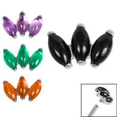 view all Titanium Claw Set 3 Stone Marquise Fan for Internal Thread shafts in 1.2mm body jewellery